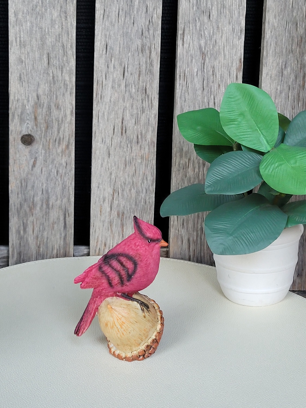 Red Cardinal Resin Figurine on Acorn - Decorative Bird Accent - Picture 5 of 5
